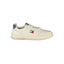 Tommy Hilfiger Baskets Cuir Blanc, Accents Bleu, Semelle Amovible
