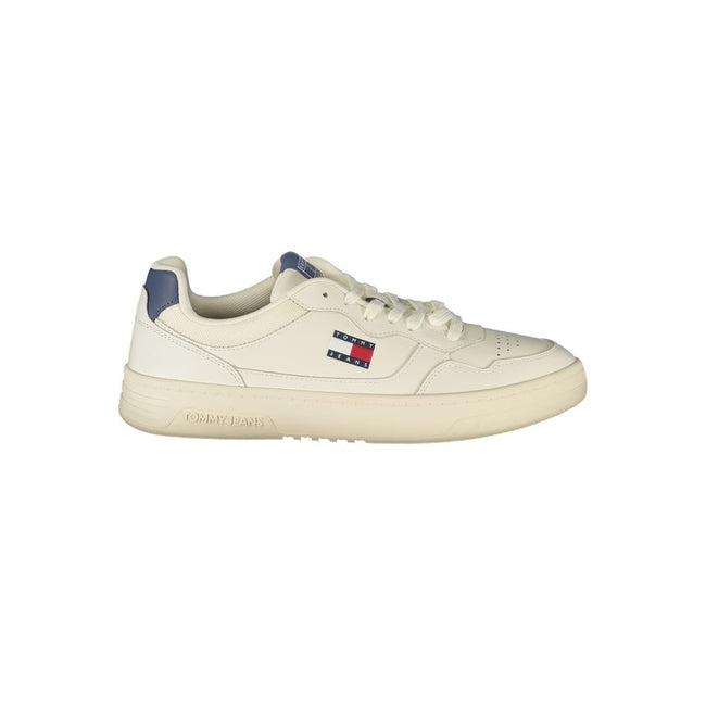 Tommy Hilfiger Baskets Cuir Blanc, Accents Bleu, Semelle Amovible - Tommy Hilfiger | Hollys Men