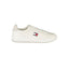 Tommy Hilfiger Baskets Cuir Blanc, Accents Gris, Logo Iconique
