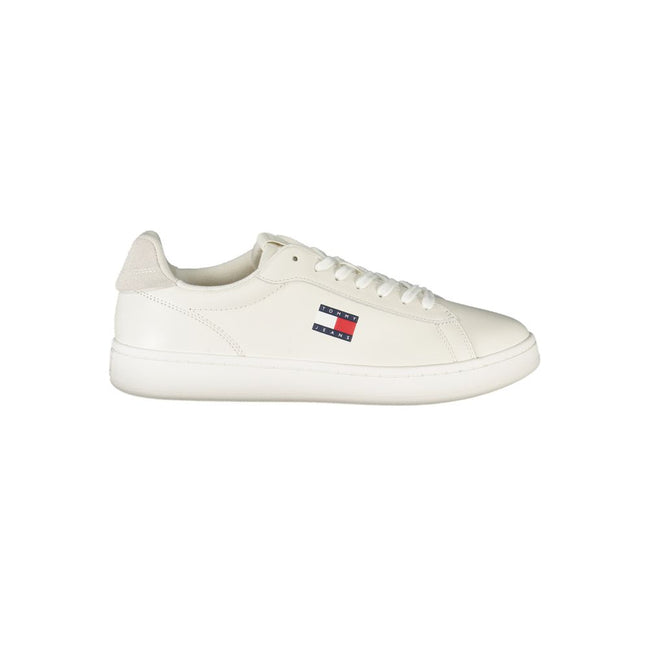 Tommy Hilfiger Baskets Cuir Blanc, Accents Gris, Logo Iconique - Tommy Hilfiger | Hollys Men