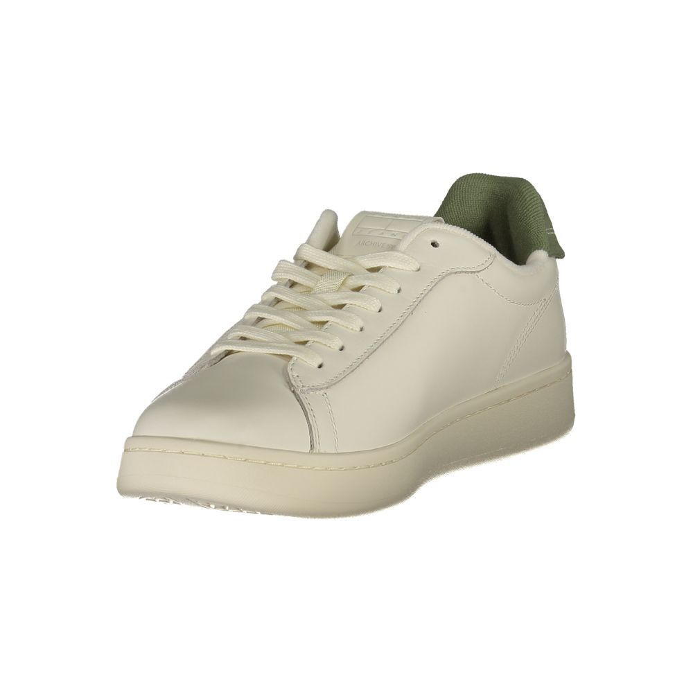 Tommy Hilfiger Baskets Cuir Blanc, Détails Verts, Semelle Amovible