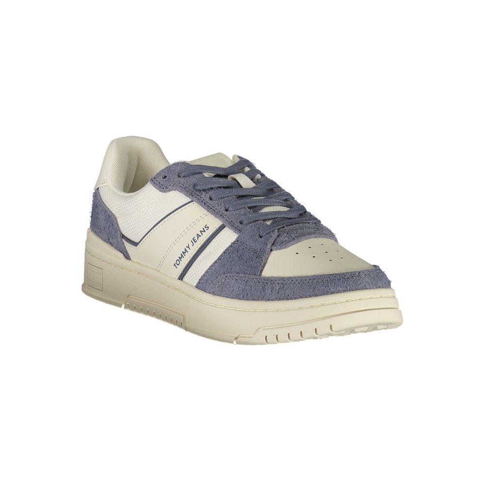 Tommy Hilfiger Baskets Cuir Blanc, Détails Bleus, Semelle Amovible