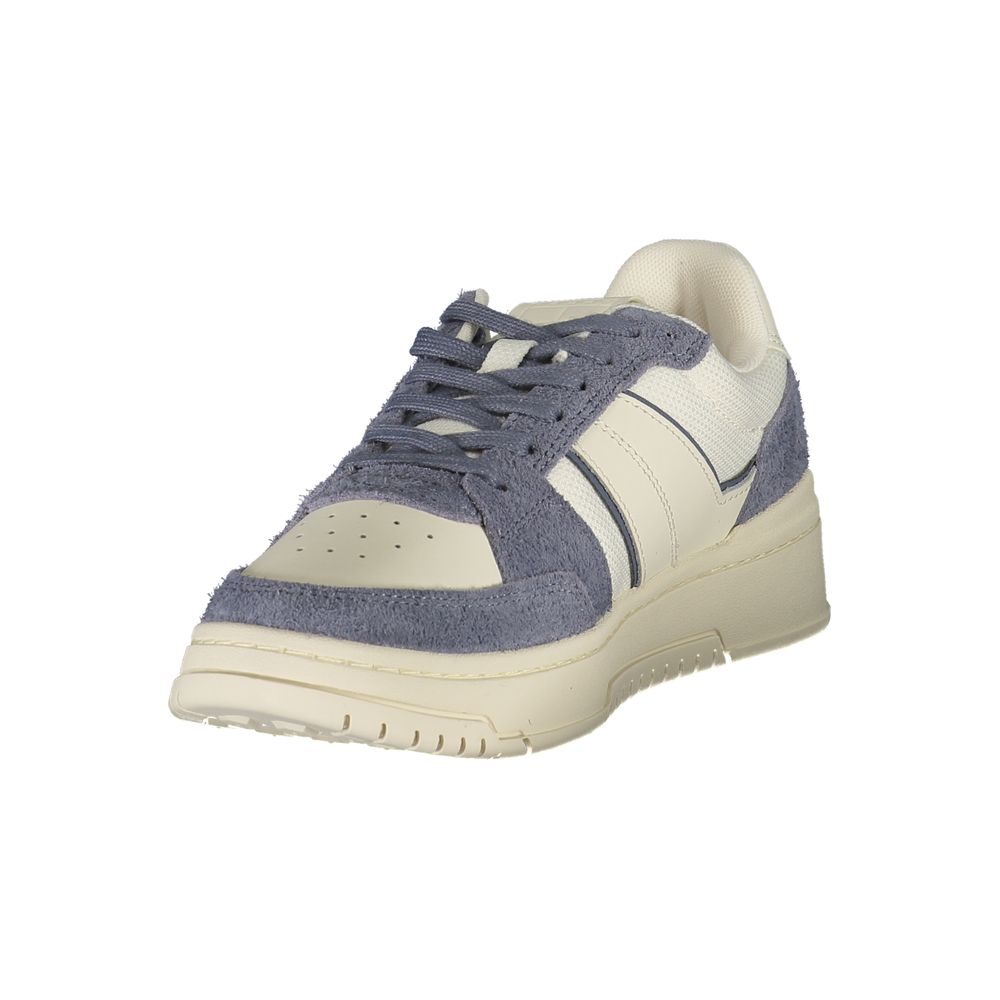 Tommy Hilfiger Baskets Cuir Blanc, Détails Bleus, Semelle Amovible