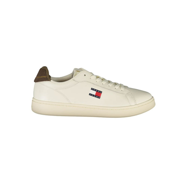 Tommy Hilfiger Baskets Cuir Blanc, Détails Marron, Logo Iconique - Tommy Hilfiger | Hollys Men