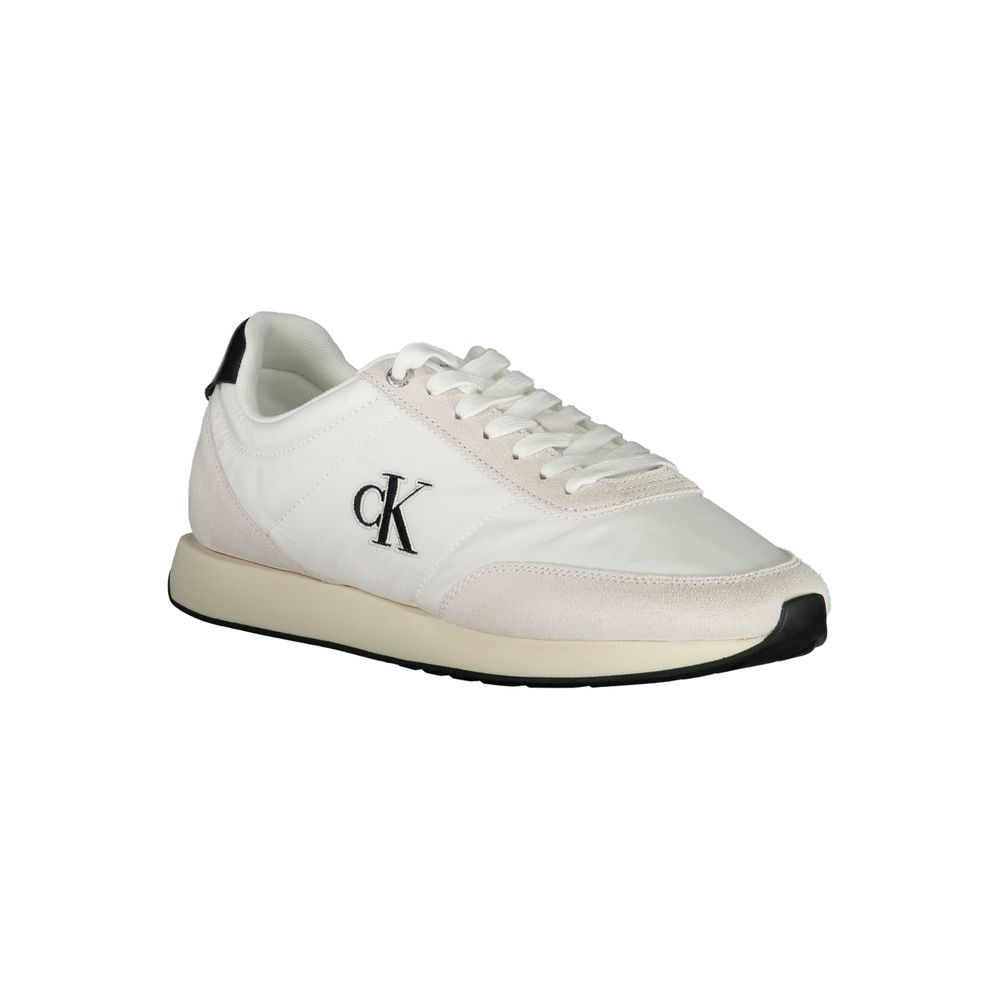 Calvin Klein Baskets Blanches Homme, Logo Brodé, Polyester Recyclé