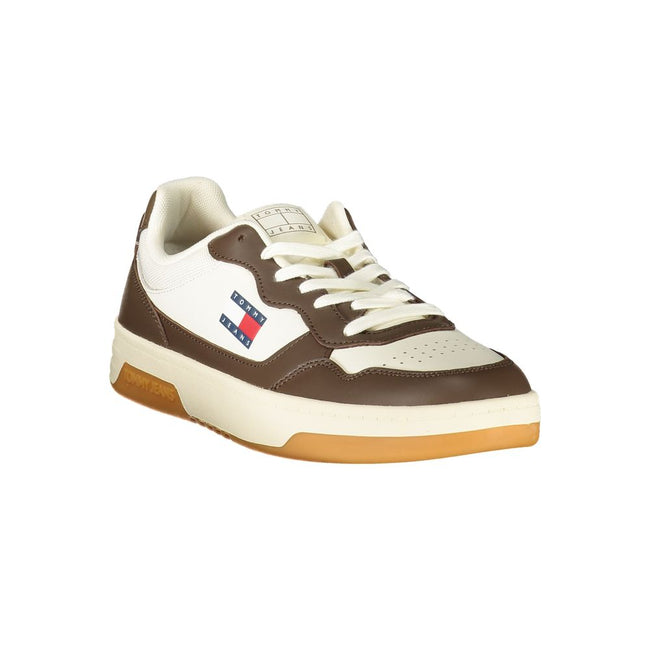 Tommy Hilfiger Baskets Cuir Blanc, Détails Marron, Logo Iconique - Tommy Hilfiger | Hollys Men
