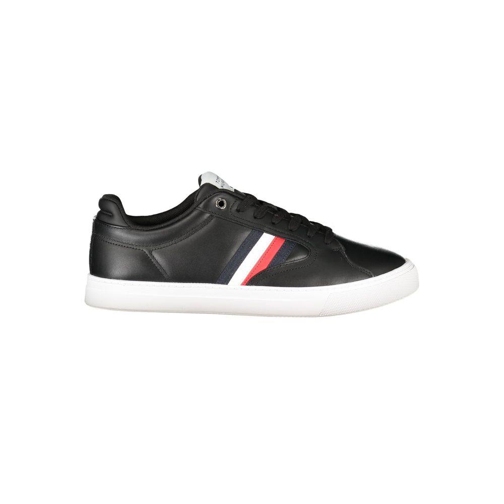 Tommy Hilfiger Baskets Cuir Noir, Semelle Amovible, Logo Iconique