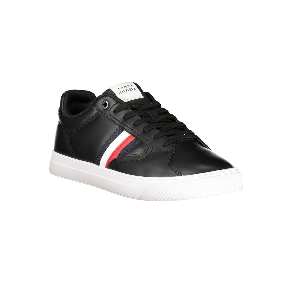 Tommy Hilfiger Baskets Cuir Noir, Semelle Amovible, Logo Iconique