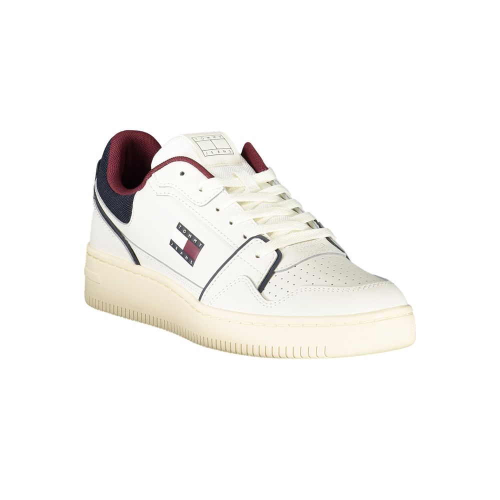 Tommy Hilfiger Baskets Cuir Blanc, Logo Iconique, Semelle Amovible