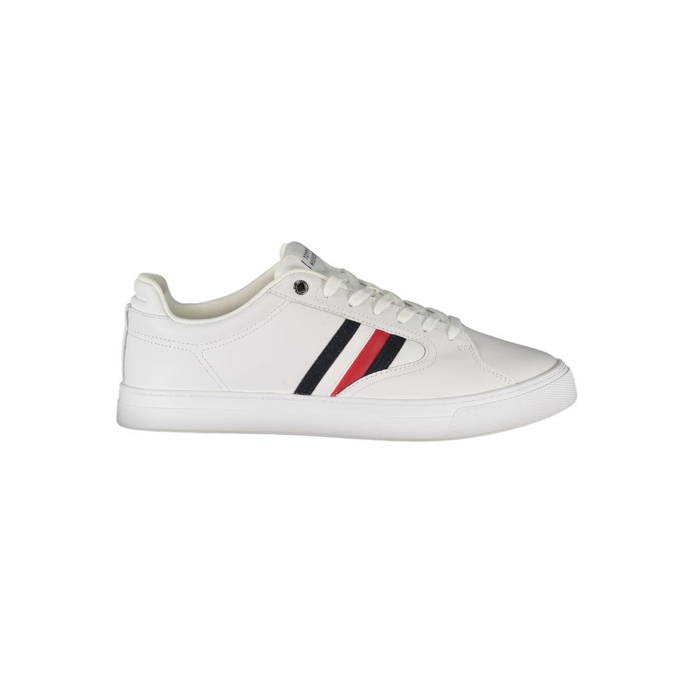 Tommy Hilfiger Baskets Cuir Blanc, Logo Iconique, Semelle Amovible