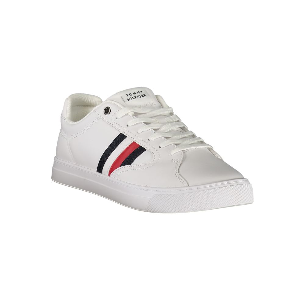 Tommy Hilfiger Baskets Cuir Blanc, Logo Iconique, Semelle Amovible