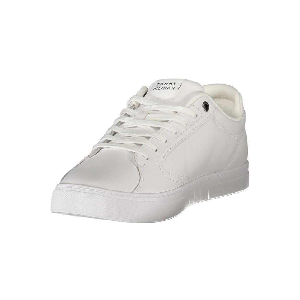 Tommy Hilfiger Baskets Cuir Blanc, Logo Iconique, Semelle Amovible
