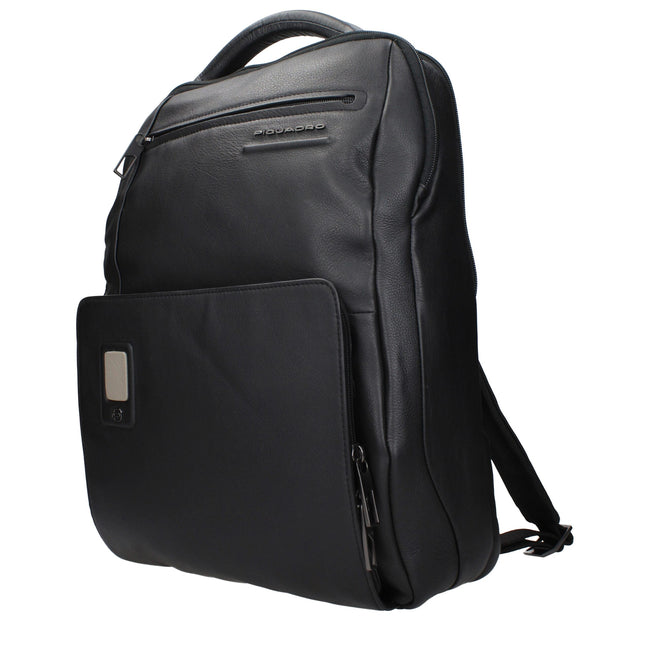 Piquadro Sac à dos cuir noir, compartiment PC, bretelles ajustables - Piquadro | Hollys Men