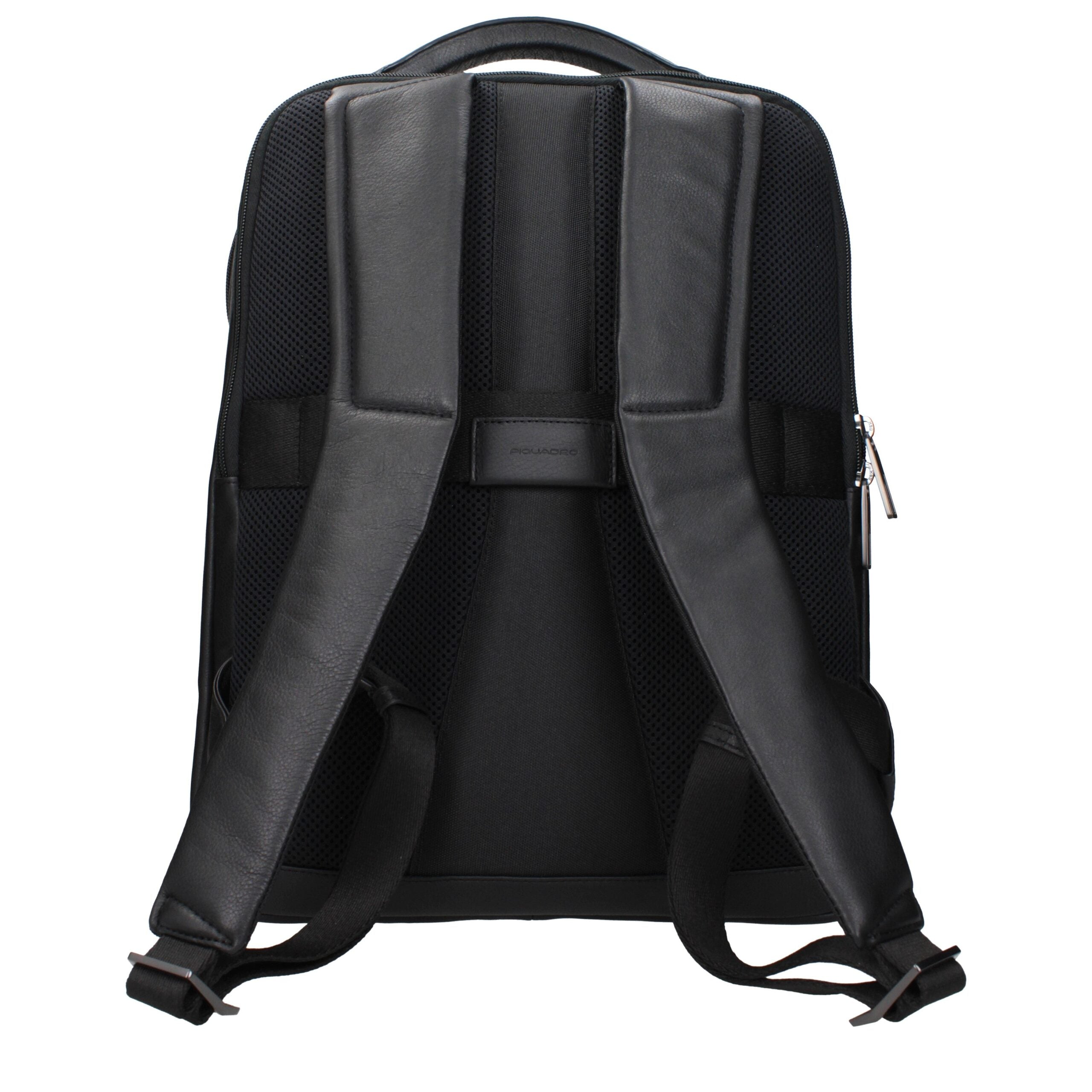 Piquadro Sac à dos cuir noir, compartiment PC, bretelles ajustables