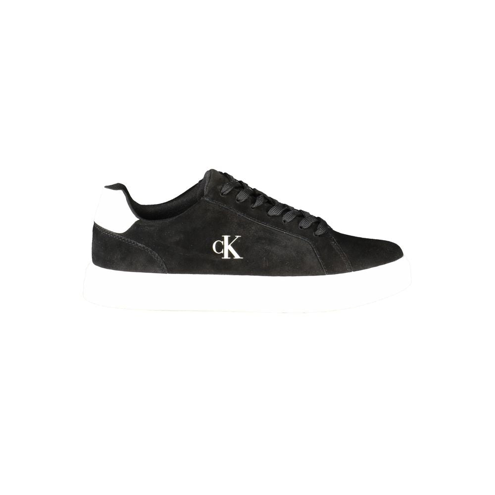 Calvin Klein Baskets Cuir Noir, Détails Blancs, Semelle Amovible
