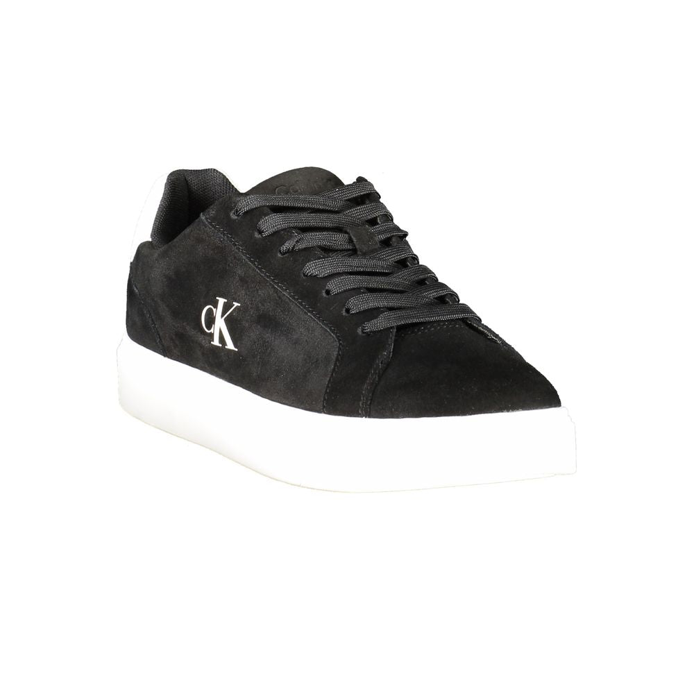 Calvin Klein Baskets Cuir Noir, Détails Blancs, Semelle Amovible