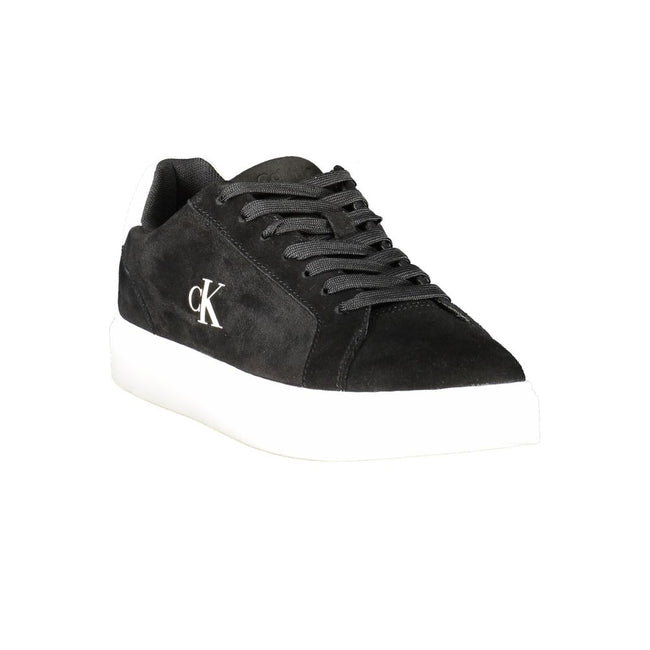 Calvin Klein Baskets Cuir Noir, Détails Blancs, Semelle Amovible - Calvin Klein | Hollys Men
