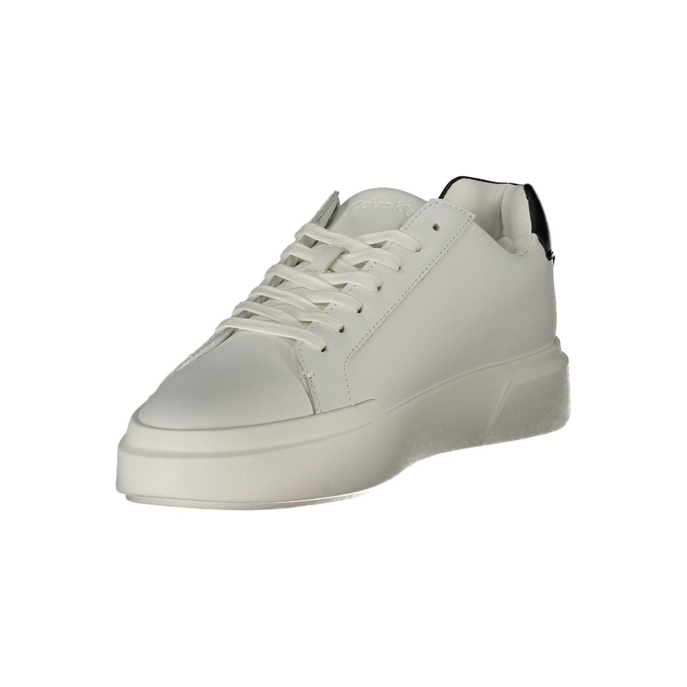 Calvin Klein Baskets Cuir Blanc, Détails Noirs, Confort Premium
