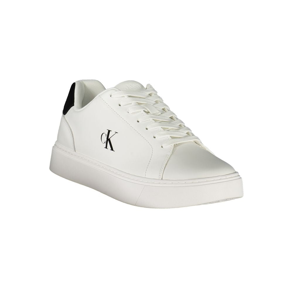 Calvin Klein Baskets cuir blanc, accents noirs, semelle amovible