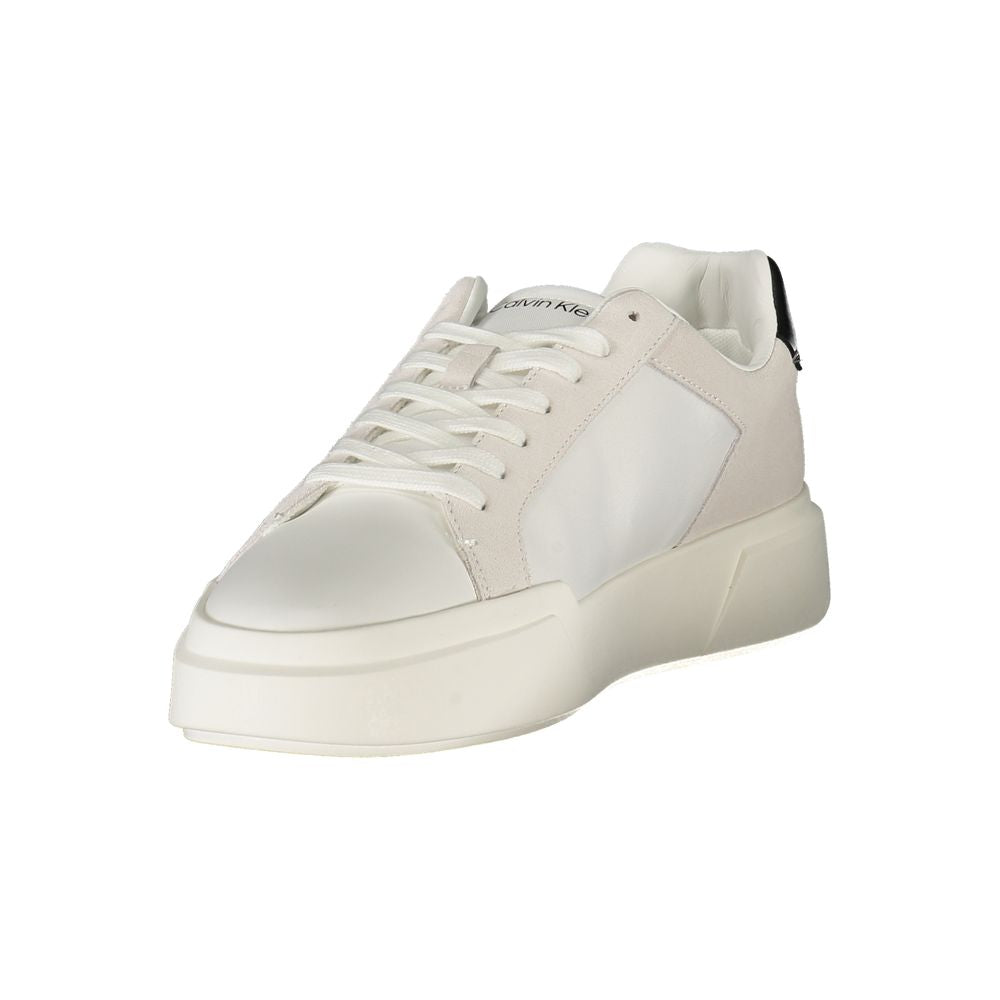 Calvin Klein Baskets cuir blanc, détails noirs, semelle amovible