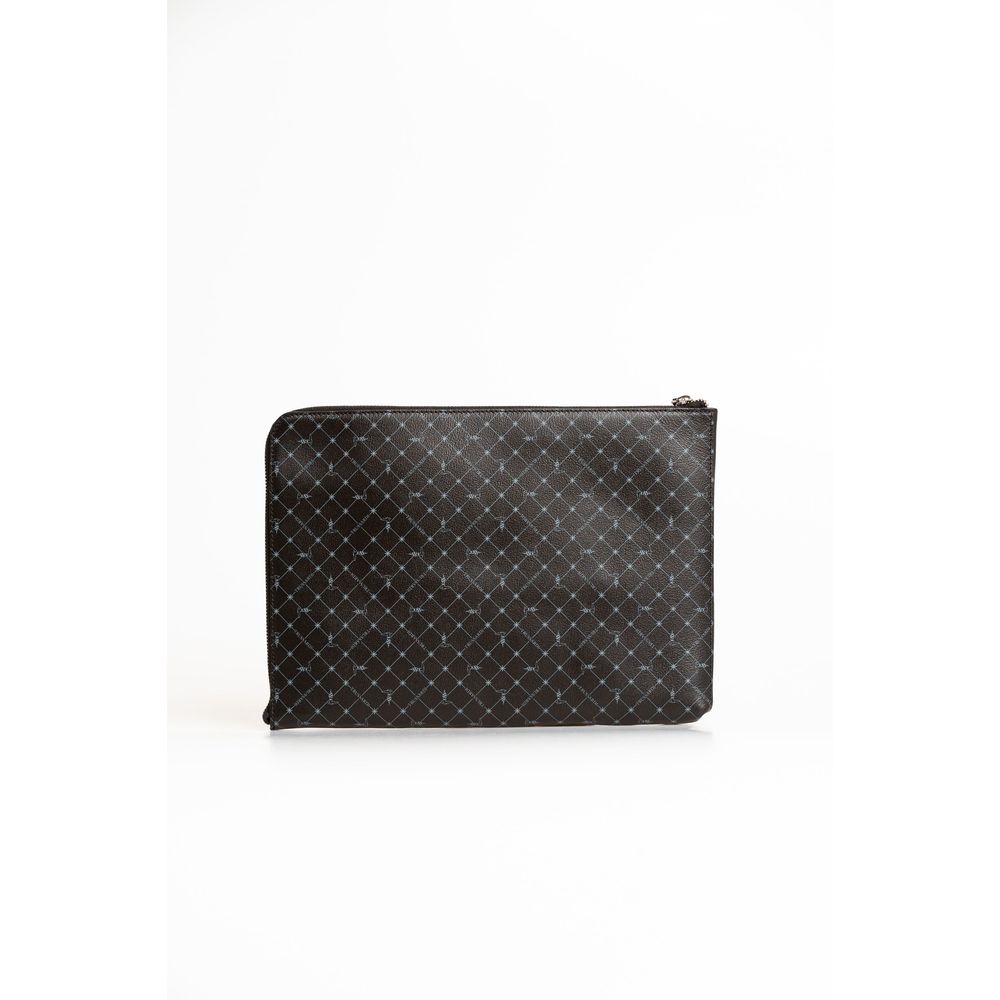 Trussardi Sacoche bandoulière cuir noir, logo italien, compartiments