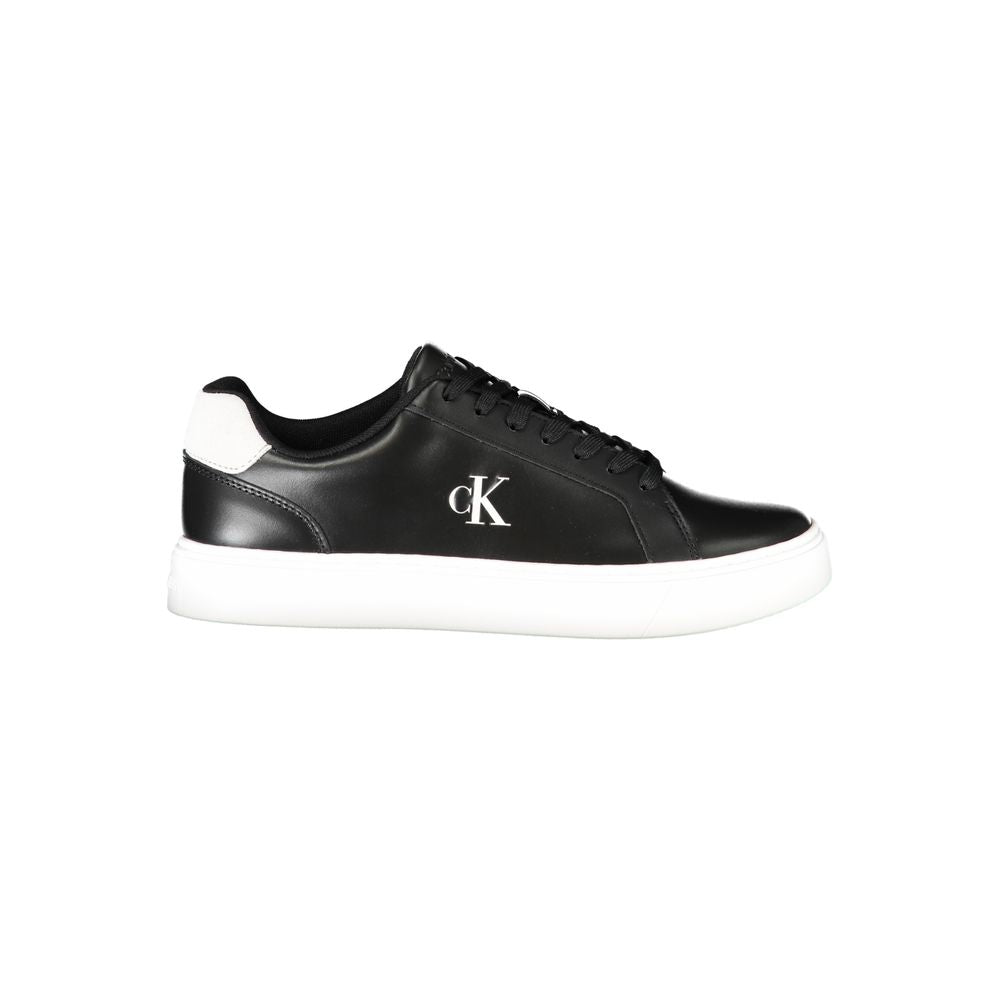 Calvin Klein Baskets cuir noir, détails contrastés, logo premium