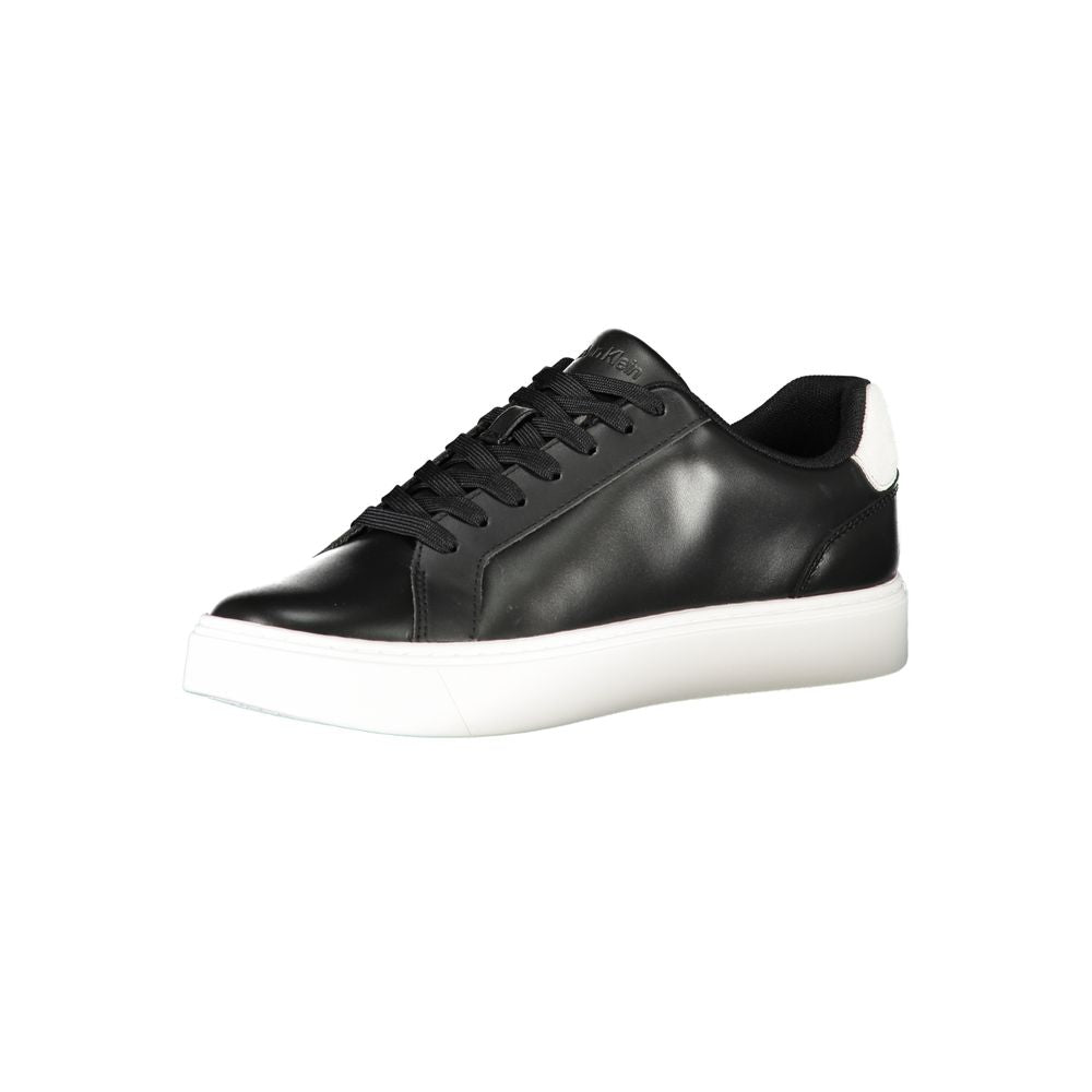 Calvin Klein Baskets cuir noir, détails contrastés, logo premium