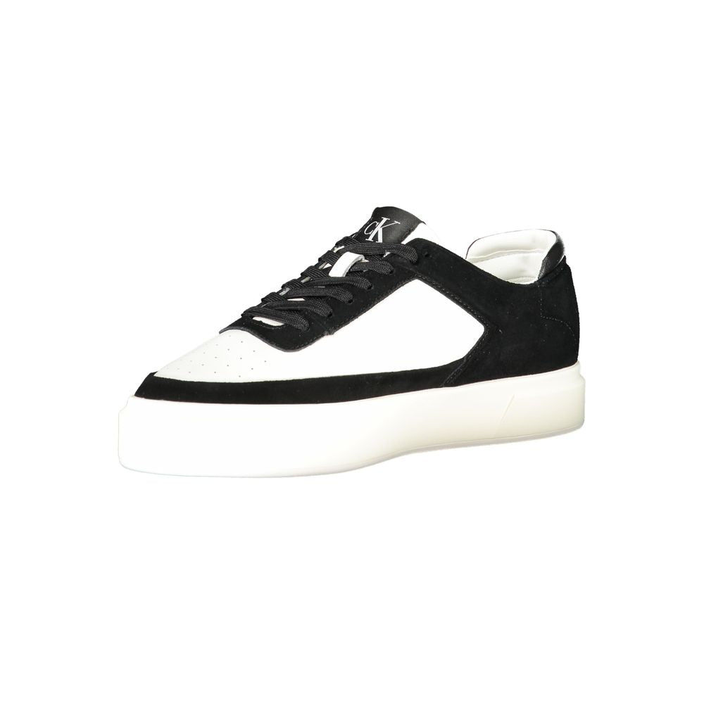Calvin Klein Baskets Cuir Blanc, Logo Noir, Semelle Amovible