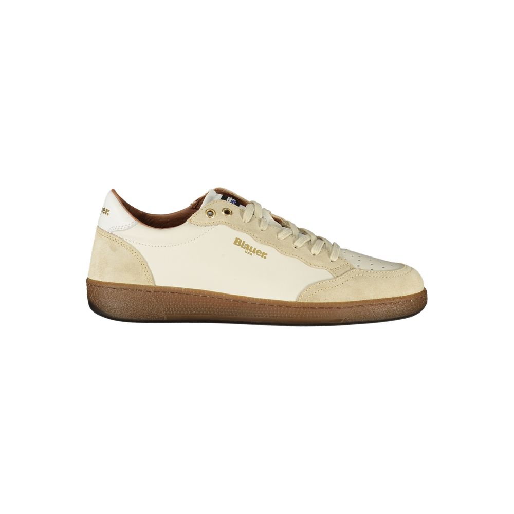 Blauer Baskets Cuir Blanc, Détails Contrastants, Semelle Amovible