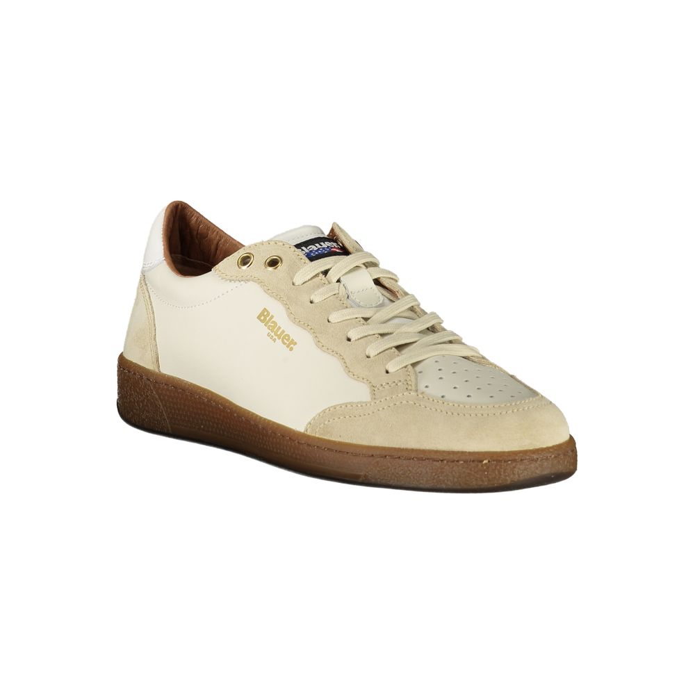 Blauer Baskets Cuir Blanc, Détails Contrastants, Semelle Amovible