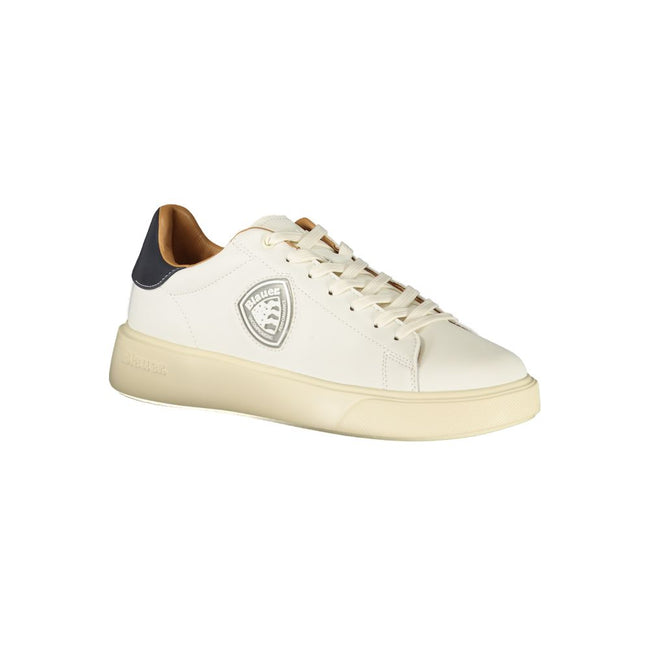 Blauer Baskets Cuir Blanc, Accents Bleus, Semelle Contrastée - Blauer | Hollys Men