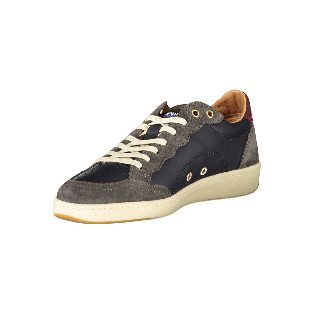 Blauer Baskets Cuir Bleu, Détails Contrastés, Semelle Amovible