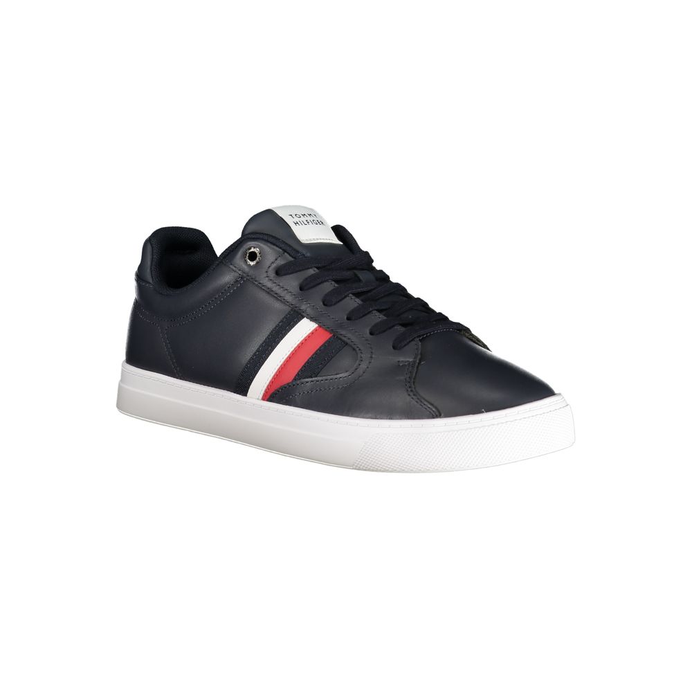 Tommy Hilfiger Baskets cuir bleu, semelle amovible, logo iconique