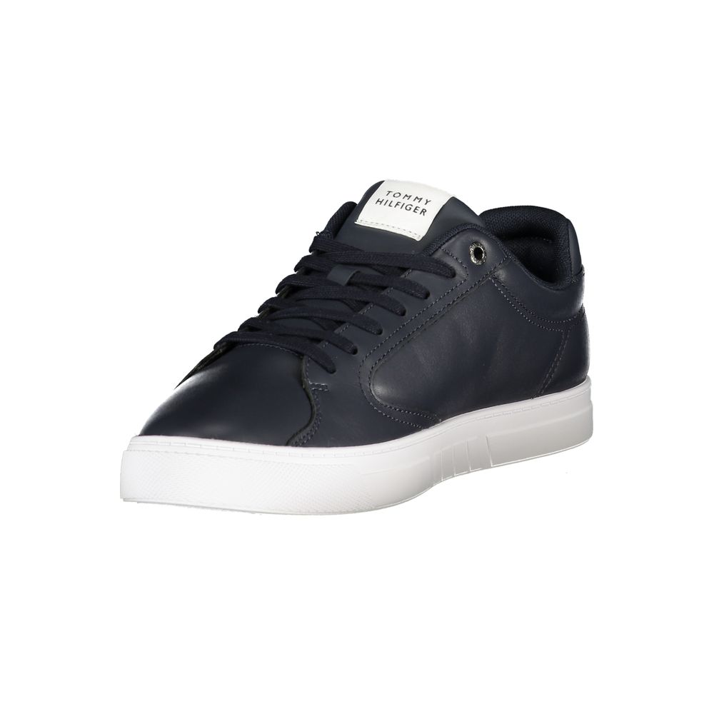 Tommy Hilfiger Baskets cuir bleu, semelle amovible, logo iconique