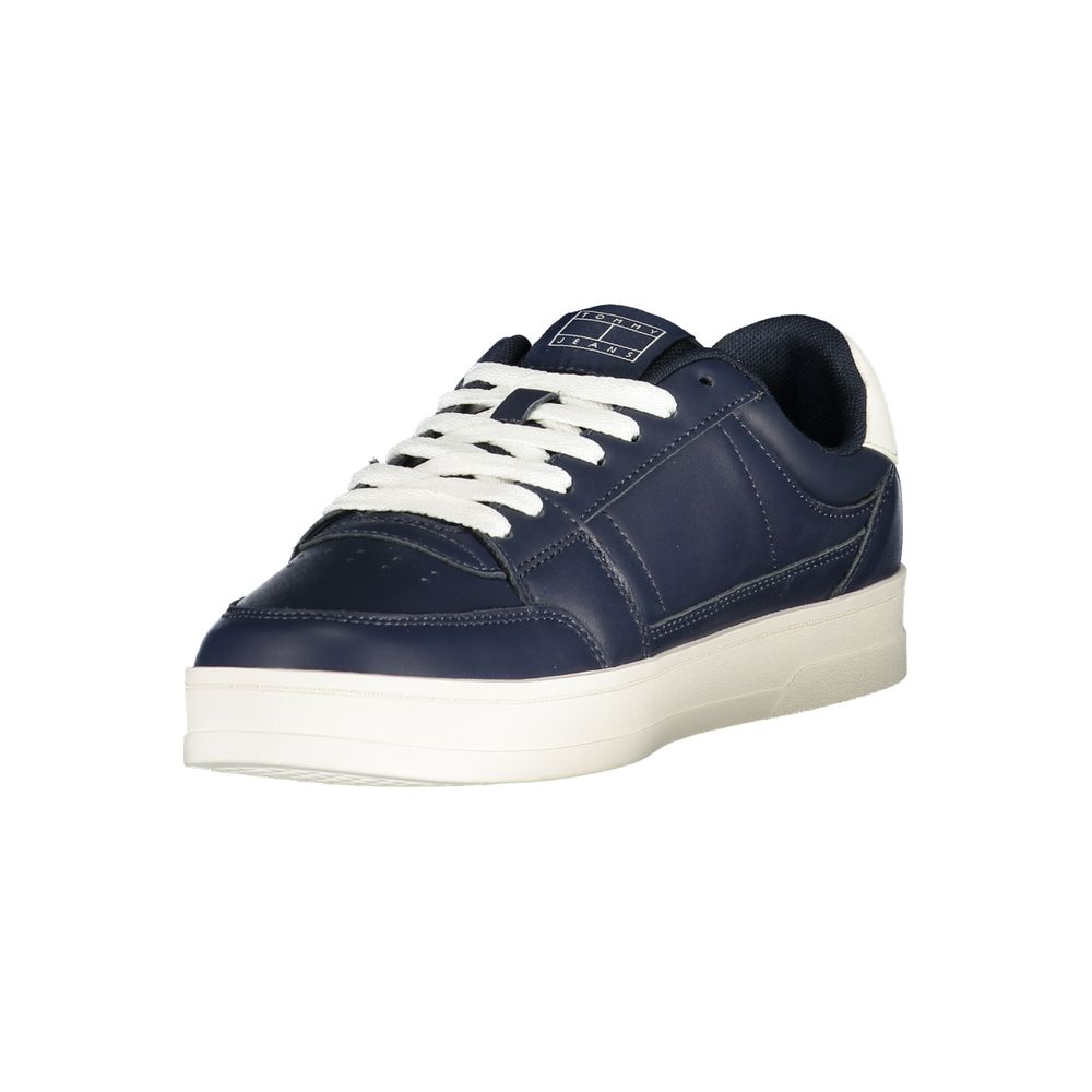 Tommy Hilfiger Baskets Cuir Bleu, Semelle Amovible, Logo Premium