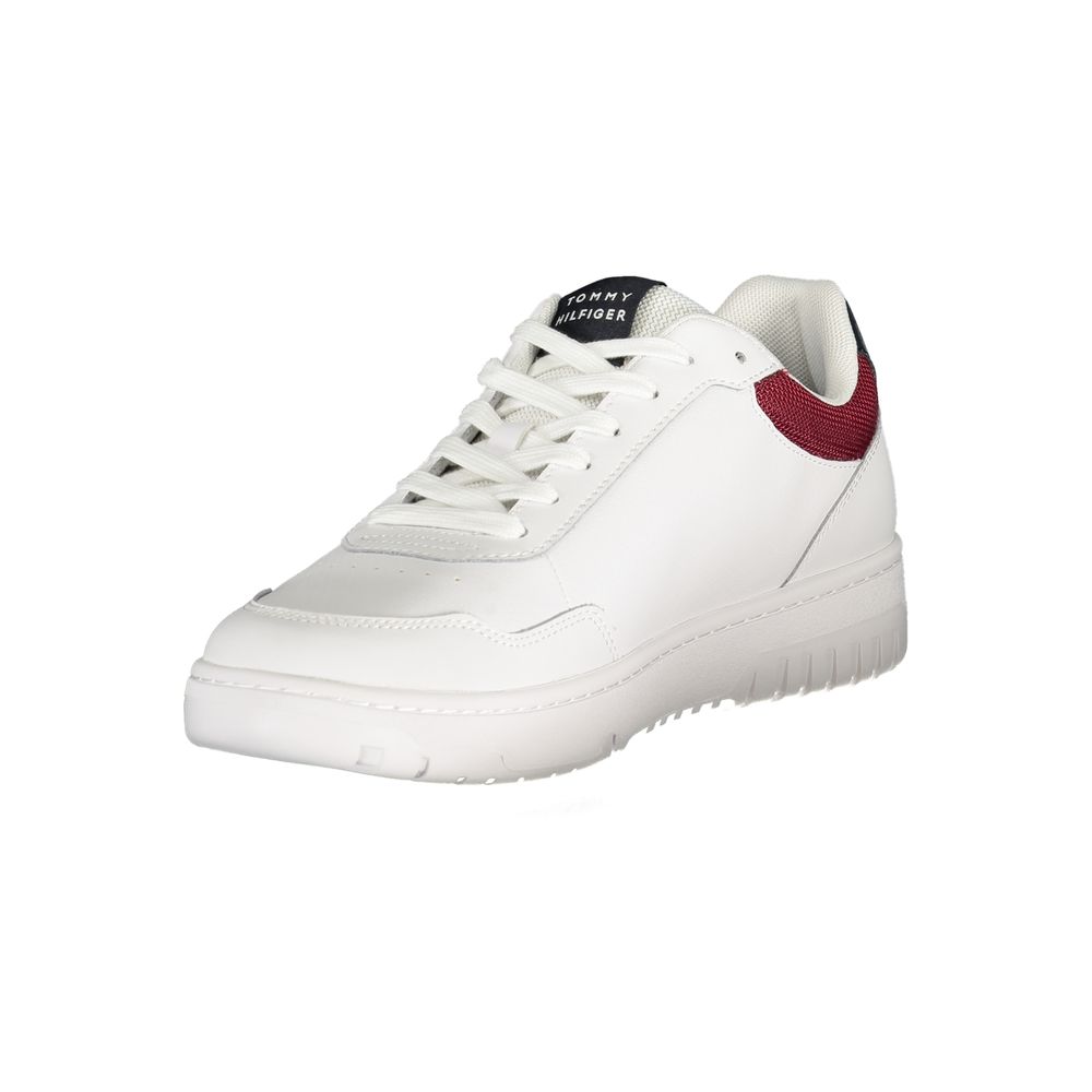 Tommy Hilfiger Baskets Cuir Blanc, Détails Contrastés, Semelle Amovible