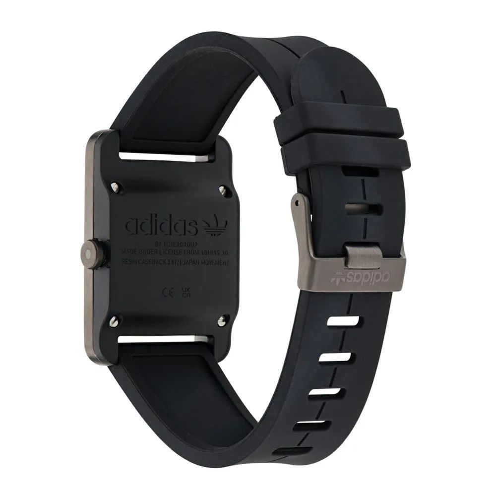 Adidas Montre Sport Cadran Gris, Bracelet Silicone Noir
