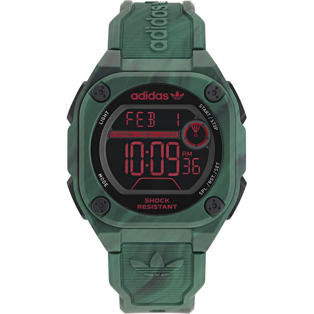 Adidas Montre Digitale Bicolore Verte, Étanche 10ATM, Sport