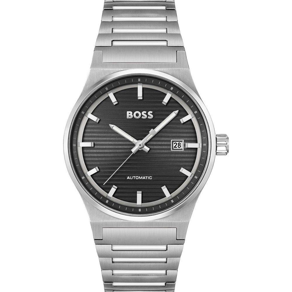 Hugo Boss Montre Habillé Automatique, Acier Gris, Cadran Noir