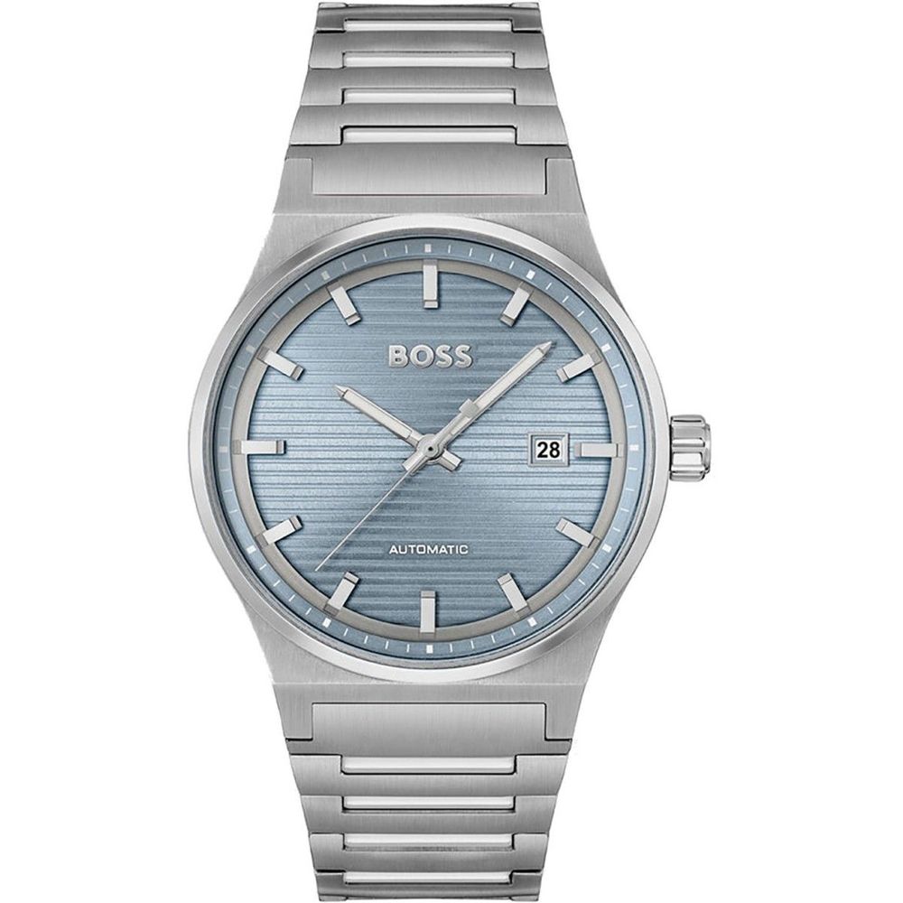 Hugo Boss Montre Habillé Automatique, Acier Gris, Cadran Bleu