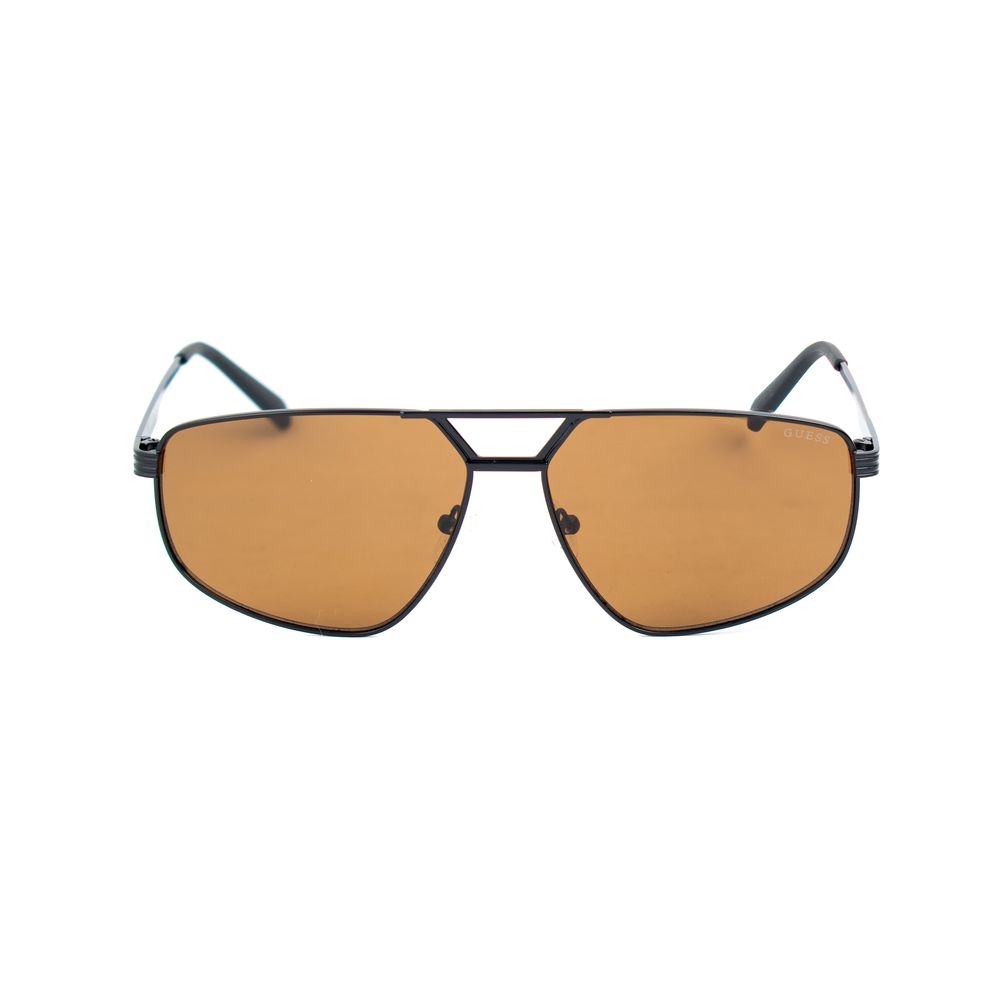 Guess Lunettes Métal Noir, Verres Bruns, Style Masculin Premium