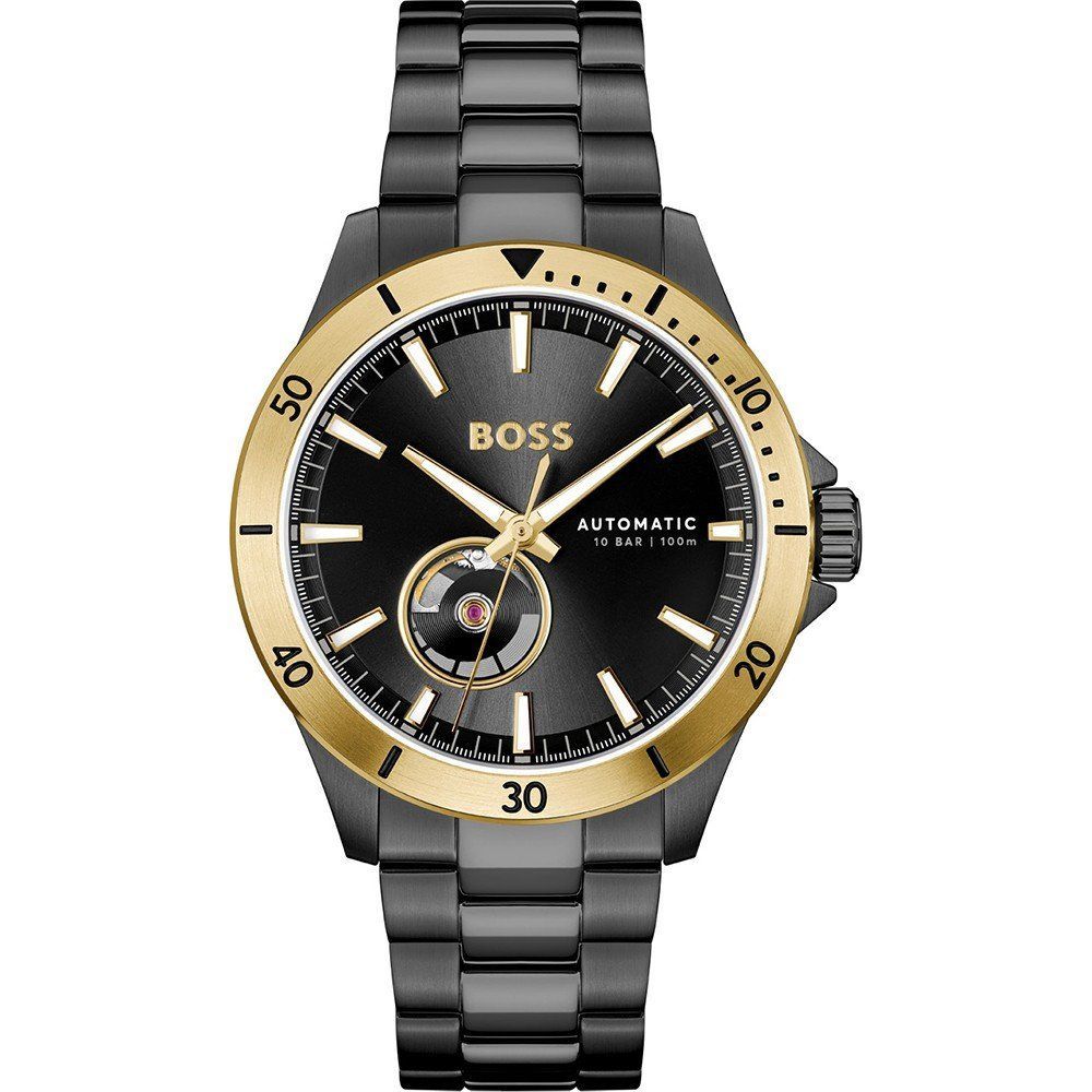 Hugo Boss Montre Habillé Acier Noir, Automatique, Étanche 10ATM