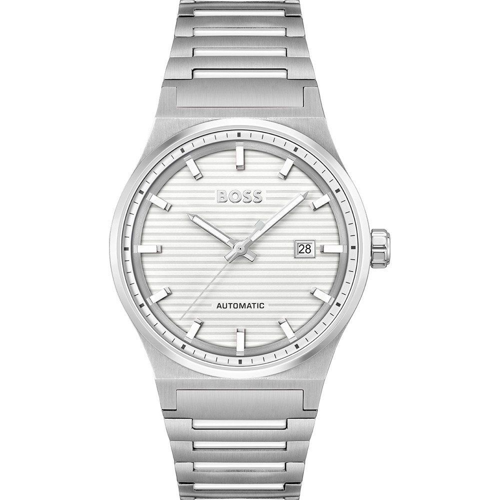 Hugo Boss Montre Habillé Acier Gris, Cadran Blanc, Mécanisme Auto