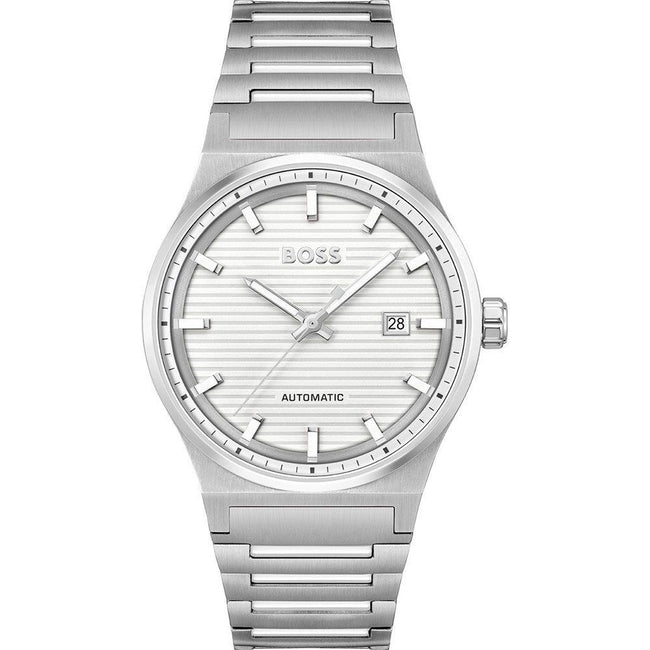 Hugo Boss Montre Habillé Acier Gris, Cadran Blanc, Mécanisme Auto - Hugo Boss | Hollys Men