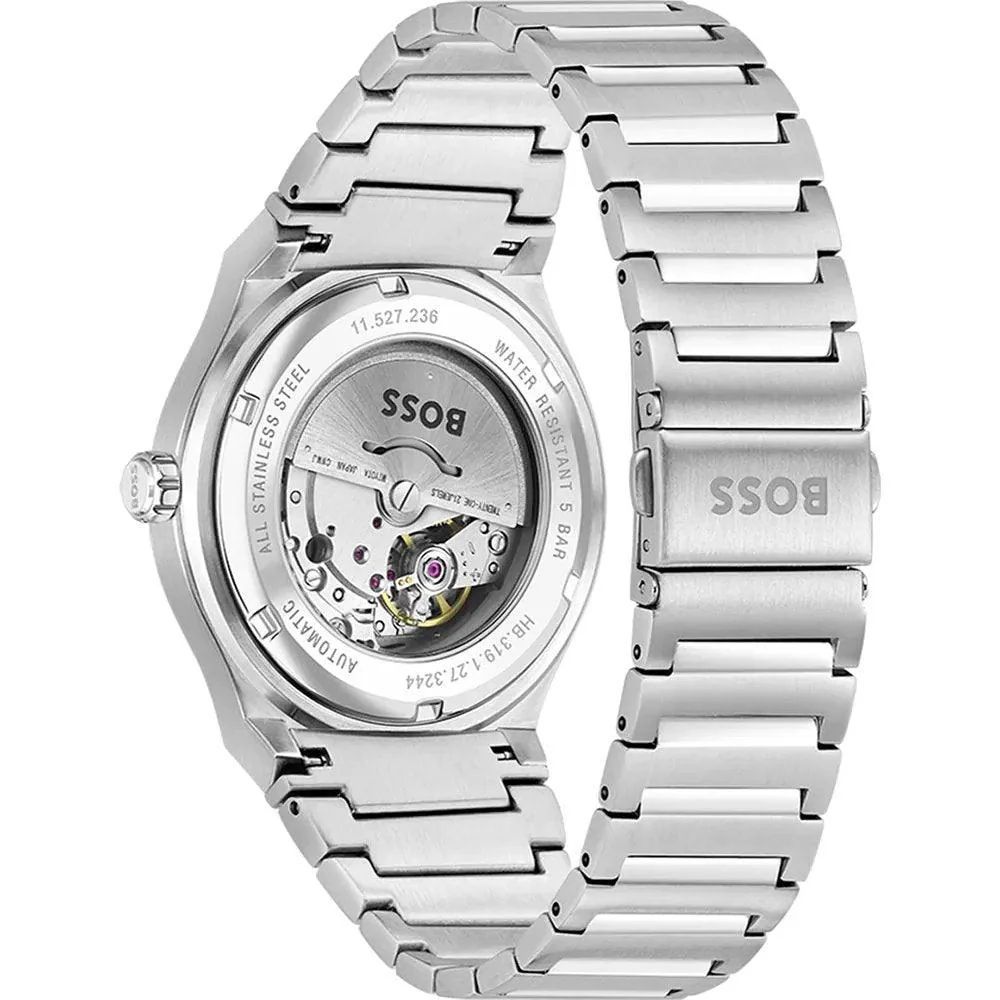 Hugo Boss Montre Habillé Acier Gris, Cadran Blanc, Mécanisme Auto