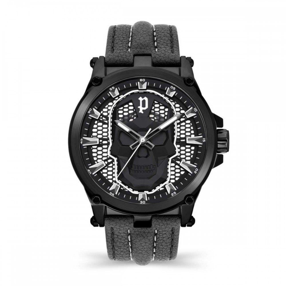 Police Montre Habillée Cuir Noir, Cadran 47mm, Étanche 5ATM