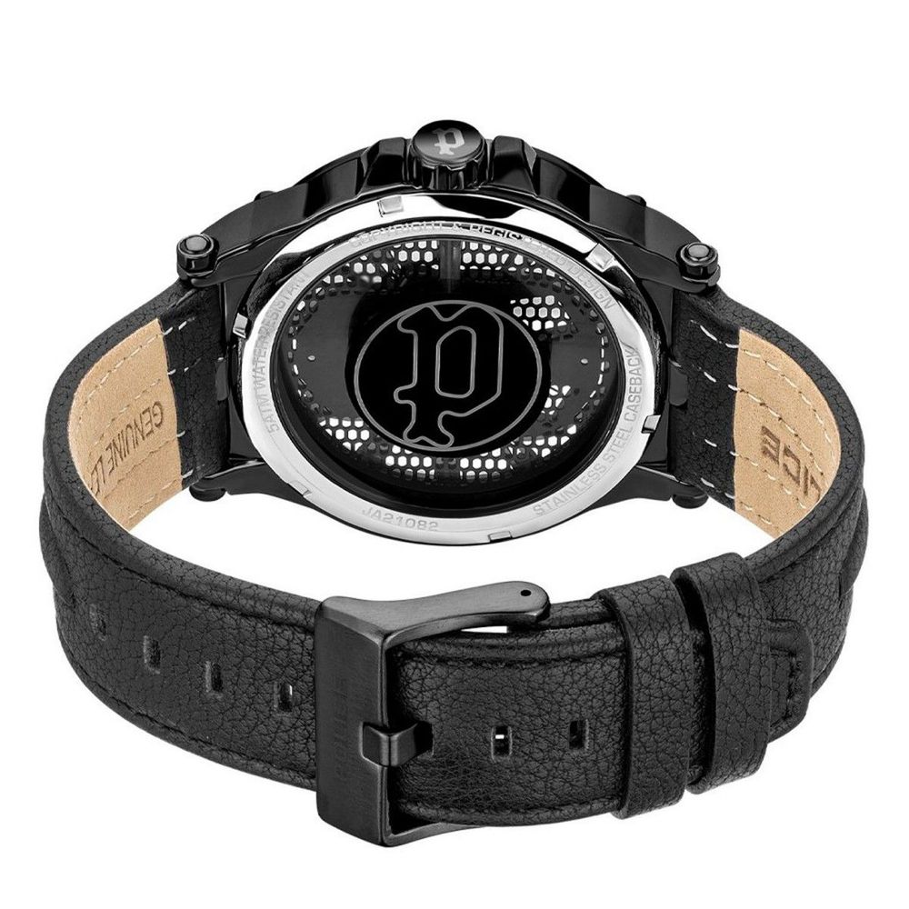 Police Montre Habillée Cuir Noir, Cadran 47mm, Étanche 5ATM