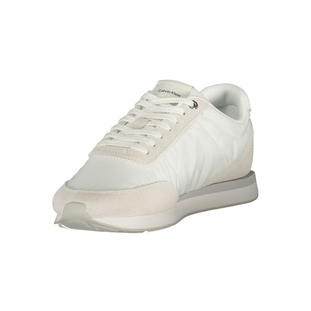 Calvin Klein Baskets Blanches Polyester, Détails Gris, Semelle Amovible