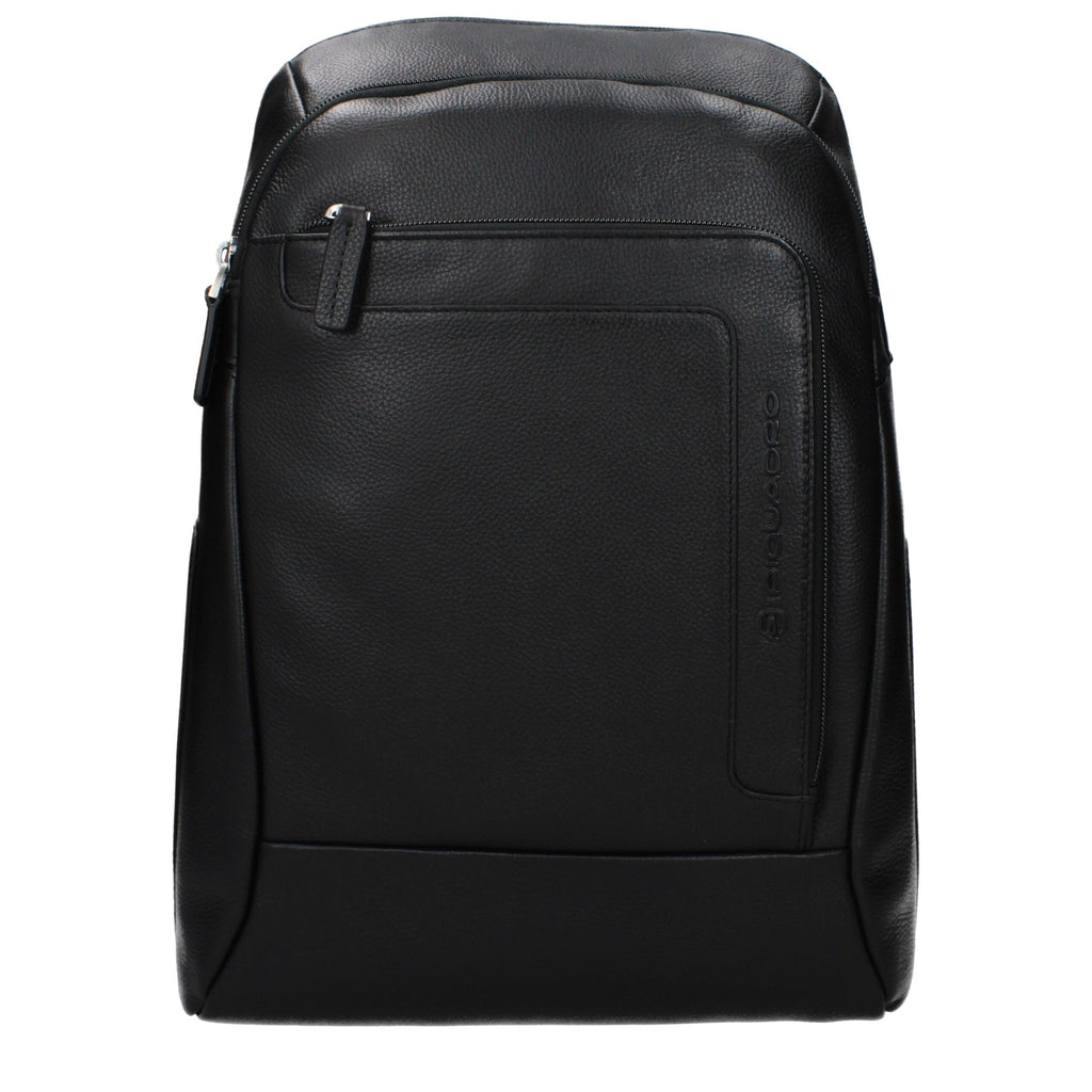 Piquadro Sac à dos cuir noir vintage, compartiment PC/iPad