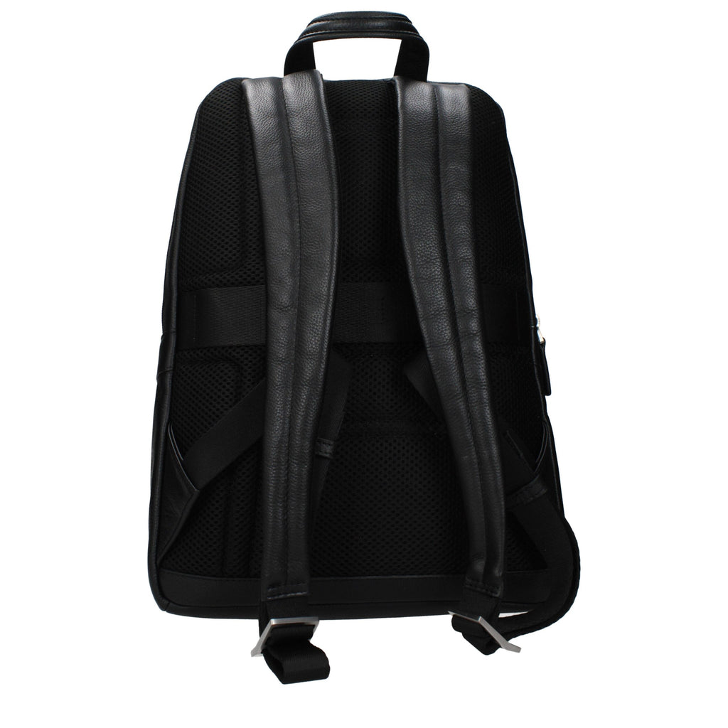 Piquadro Sac à dos cuir noir vintage, compartiment PC/iPad
